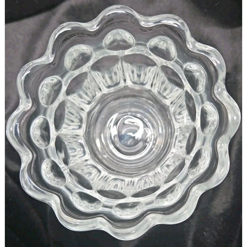 Vintage Pedestal clear vase/open spooner 4x5